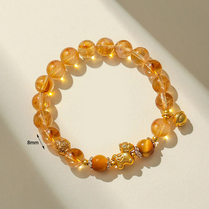Bracelet de protection Buddha Stones Année du Cheval en cristal rose citrine 8 mm et quartz fraise - image 2