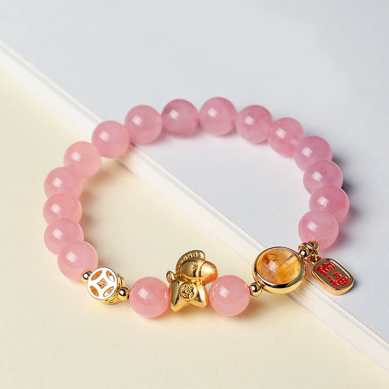 Bracelet de force en obsidienne noire naturelle de 8 mm, agate rouge et cristal rose, Année du Buddha Stones - image 13