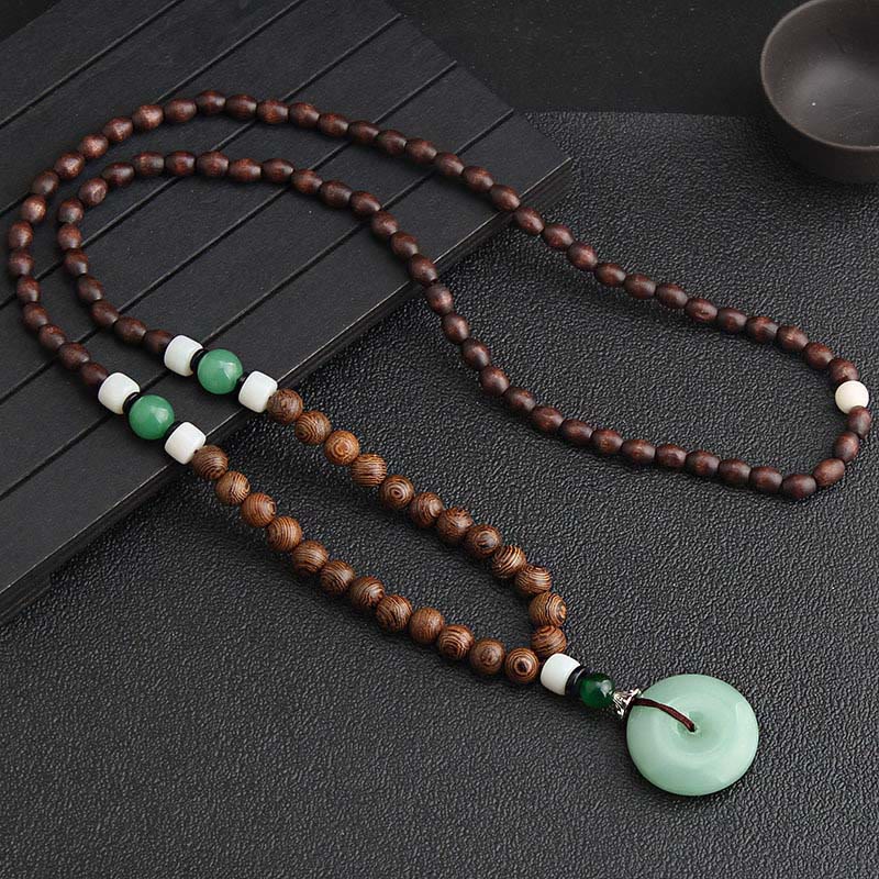 Collier avec pendentif en bois de wengé et Buddha Stones, boucle de paix, équilibre, tranquillité - image 2