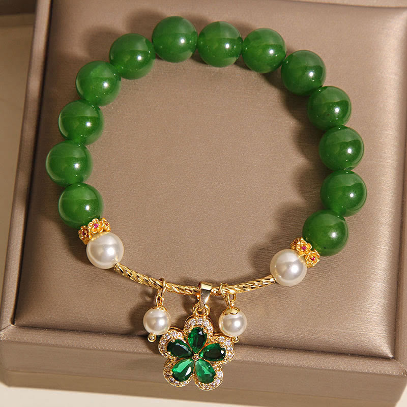 Bracelet d'équilibre en jaspe vert et perles de fleurs Buddha Stones - image 4