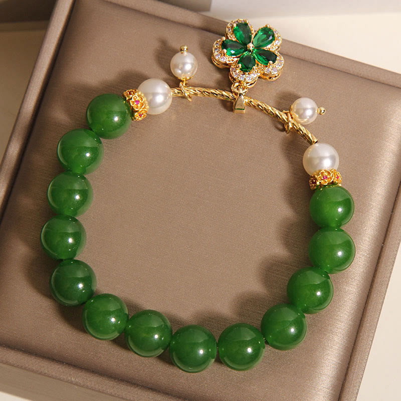 Bracelet d'équilibre en jaspe vert et perles de fleurs Buddha Stones - image 6