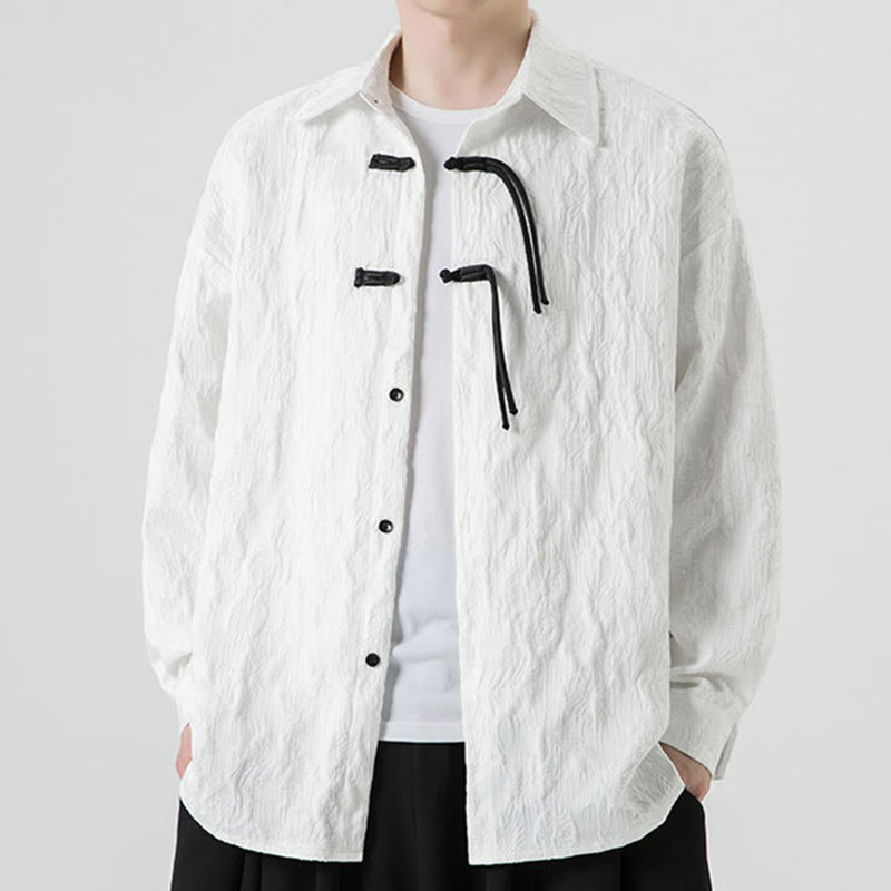 Veste de costume Tang à manches longues pour homme, motif feuilles et boutons de grenouille , Buddha Stones - image 18