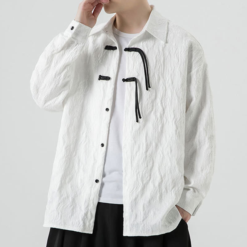 Veste de costume Tang à manches longues pour homme, motif feuilles et boutons de grenouille , Buddha Stones - image 19