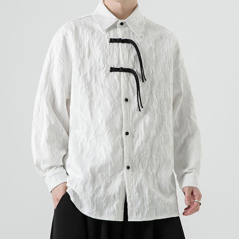 Veste de costume Tang à manches longues pour homme, motif feuilles et boutons de grenouille , Buddha Stones - image 22