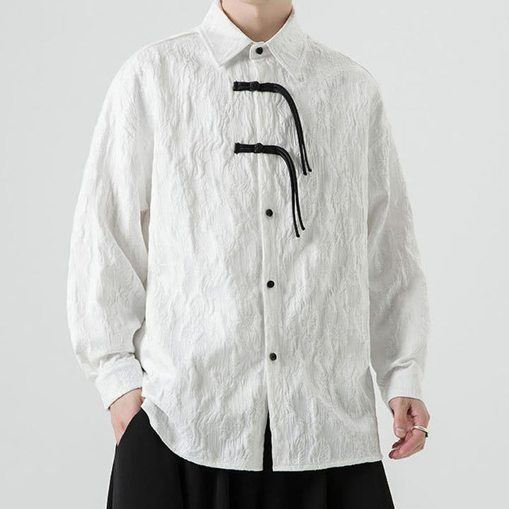 Veste de costume Tang à manches longues pour homme, motif feuilles et boutons de grenouille , Buddha Stones - image 22