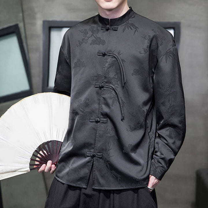 Veste de costume Tang à manches longues pour homme, motif Buddha Stones, à boutons grenouille - image 18
