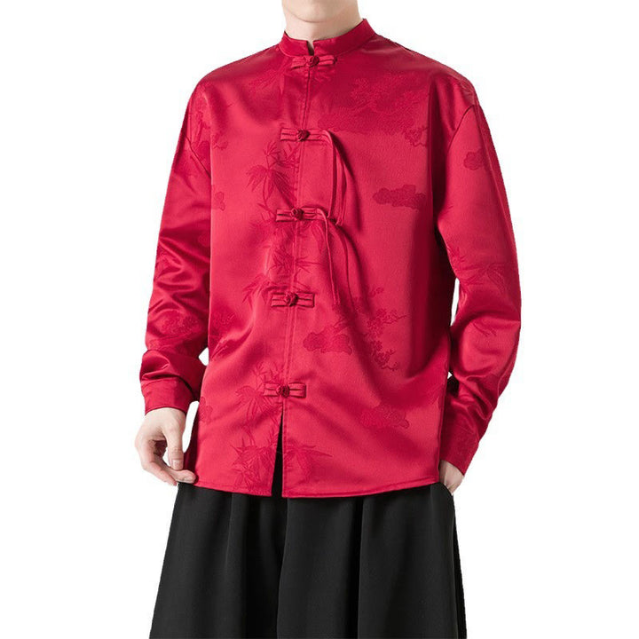 Veste de costume Tang à manches longues pour homme, motif Buddha Stones, à boutons grenouille - image 8