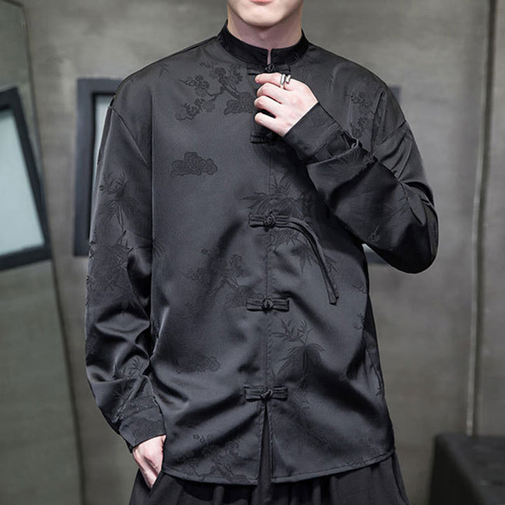 Veste de costume Tang à manches longues pour homme, motif Buddha Stones, à boutons grenouille - image 14