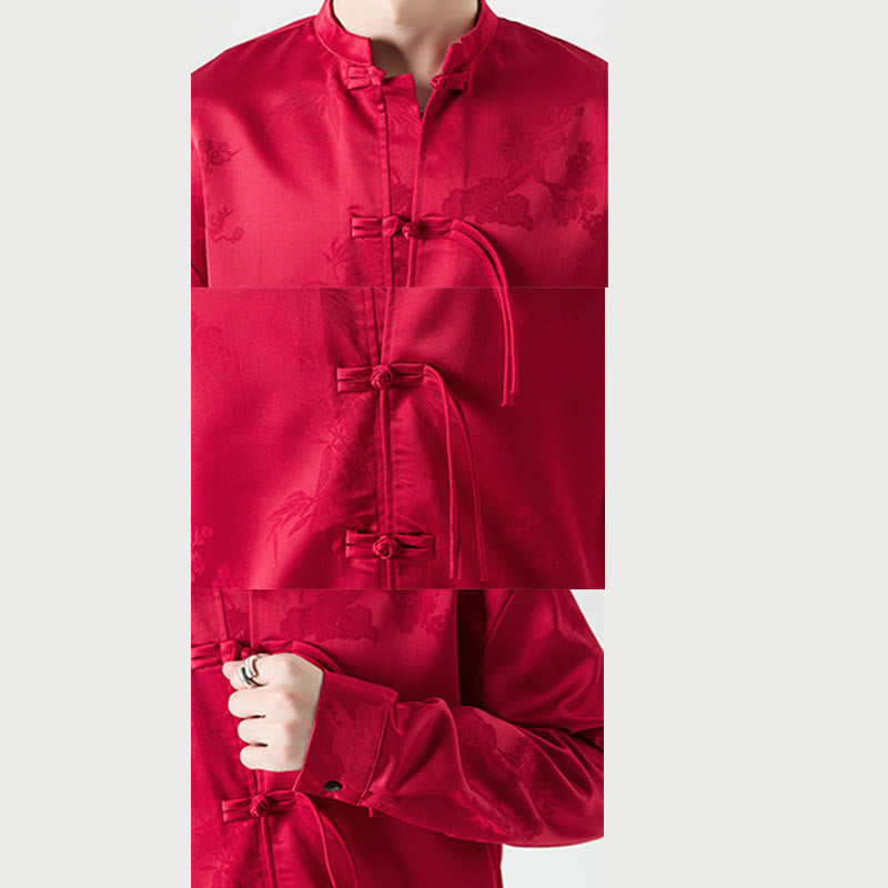 Veste de costume Tang à manches longues pour homme, motif Buddha Stones, à boutons grenouille - image 9