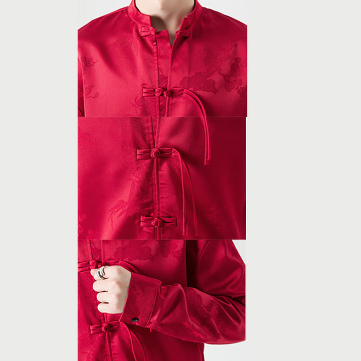 Veste de costume Tang à manches longues pour homme, motif Buddha Stones, à boutons grenouille - image 9