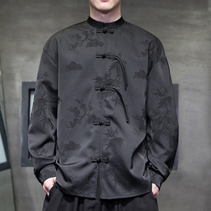 Veste de costume Tang à manches longues pour homme, motif Buddha Stones, à boutons grenouille - image 12