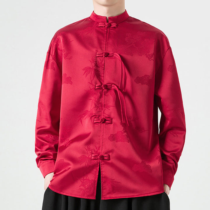 Veste de costume Tang à manches longues pour homme, motif Buddha Stones, à boutons grenouille - image 1