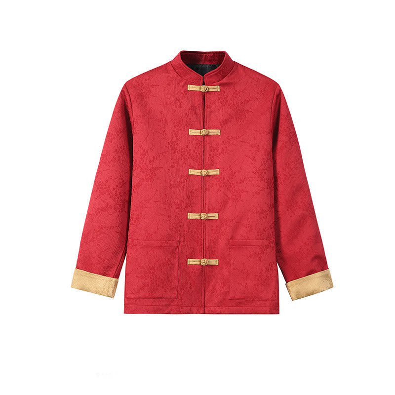 Veste en coton à manches longues et col montant en jacquard Buddha Stones pour homme avec poches - image 1