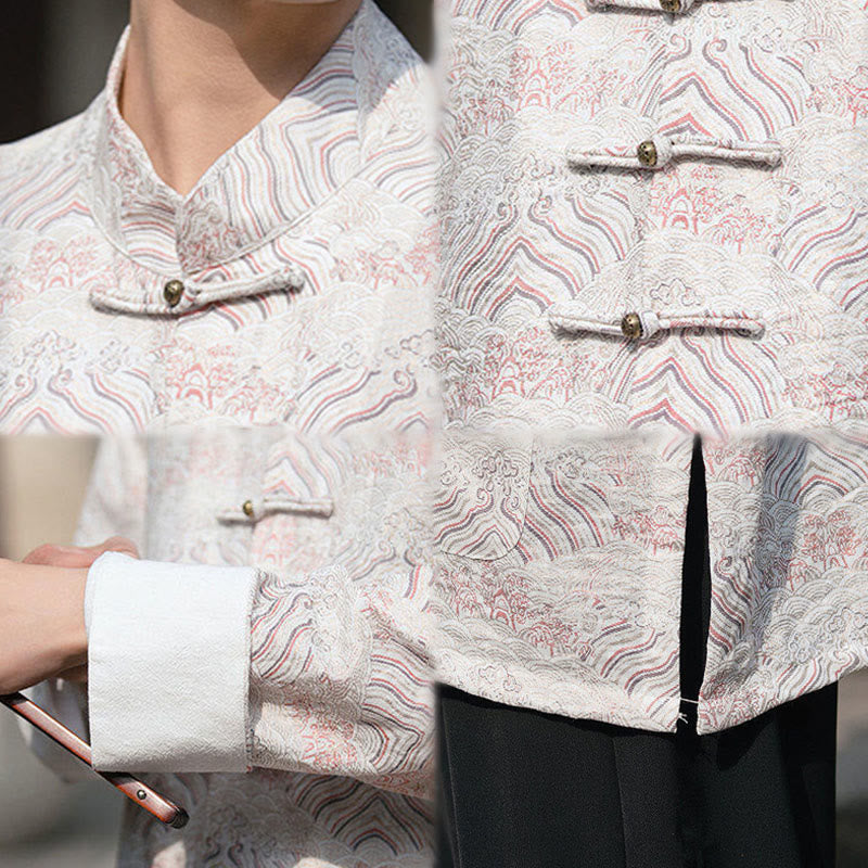 Chemise à manches longues et poches pour homme, motif floral imprimé Buddha Stones - image 16