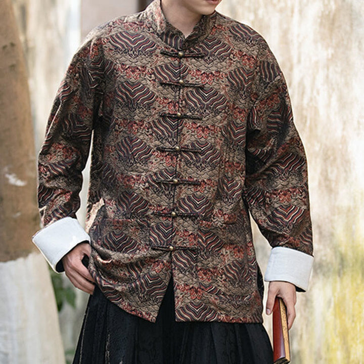 Chemise à manches longues et poches pour homme, motif floral imprimé Buddha Stones - image 22