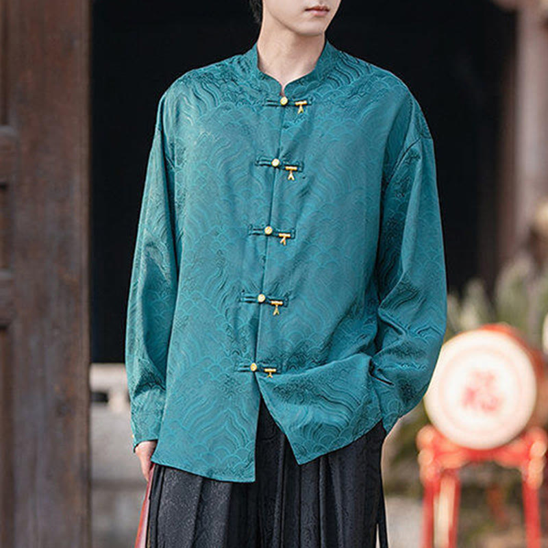 Chemise à manches longues pour homme, col montant, motif grenouille chinoise, motif bambou , Buddha Stones - image 27