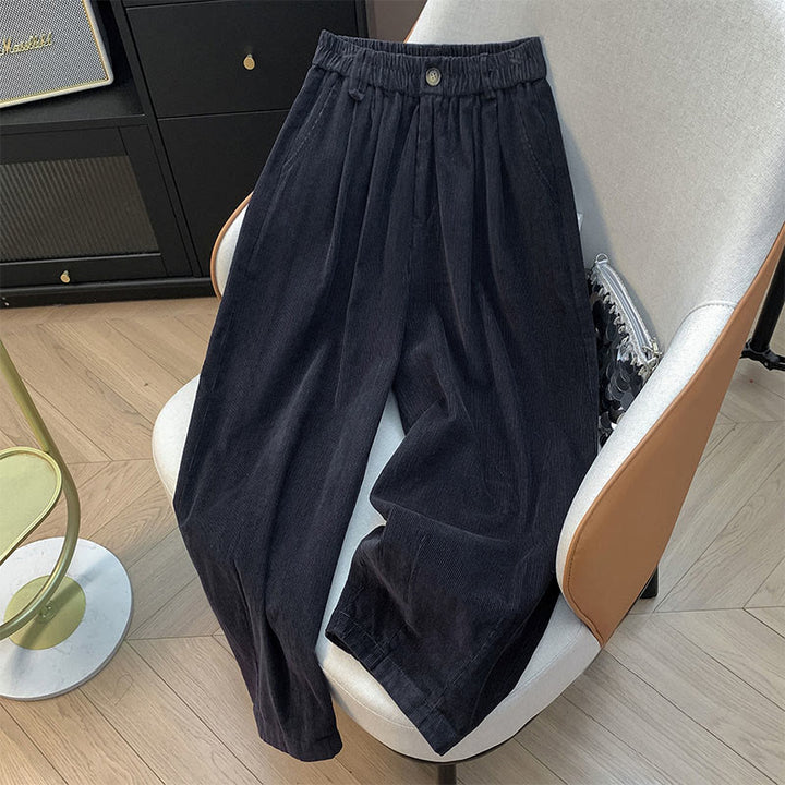 Pantalon large en velours côtelé de coton avec poches et taille élastique Buddha Stones pour femme - Gris foncé - US8-10，UK/AU12-14，EU40-42 (2XL) - image 19