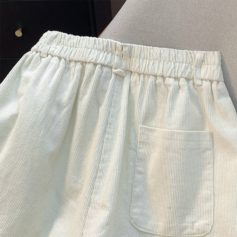 Pantalon large en velours côtelé de coton avec poches et taille élastique Buddha Stones pour femme - image 6