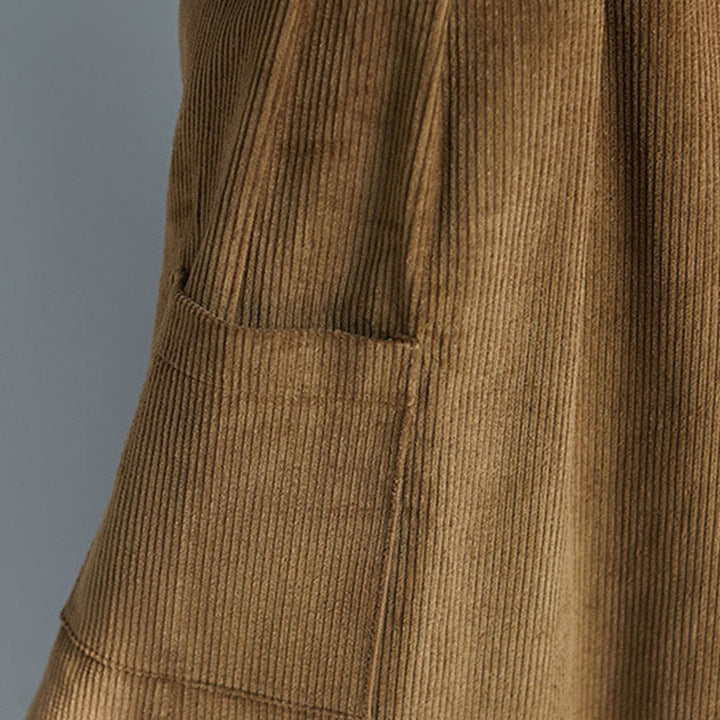 Pantalon large en velours côtelé uni avec fermeture éclair latérale et poches pour femme Buddha Stones, longueur 7-8 - image 9