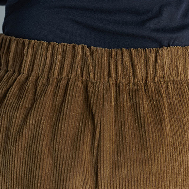 Pantalon large en velours côtelé uni avec fermeture éclair latérale et poches pour femme Buddha Stones, longueur 7-8 - image 6