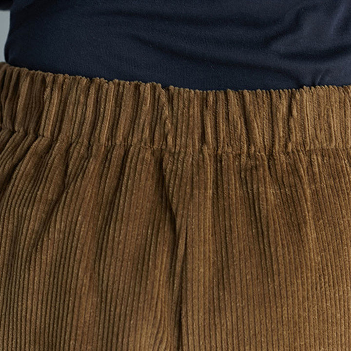 Pantalon large en velours côtelé uni avec fermeture éclair latérale et poches pour femme Buddha Stones, longueur 7-8 - image 6