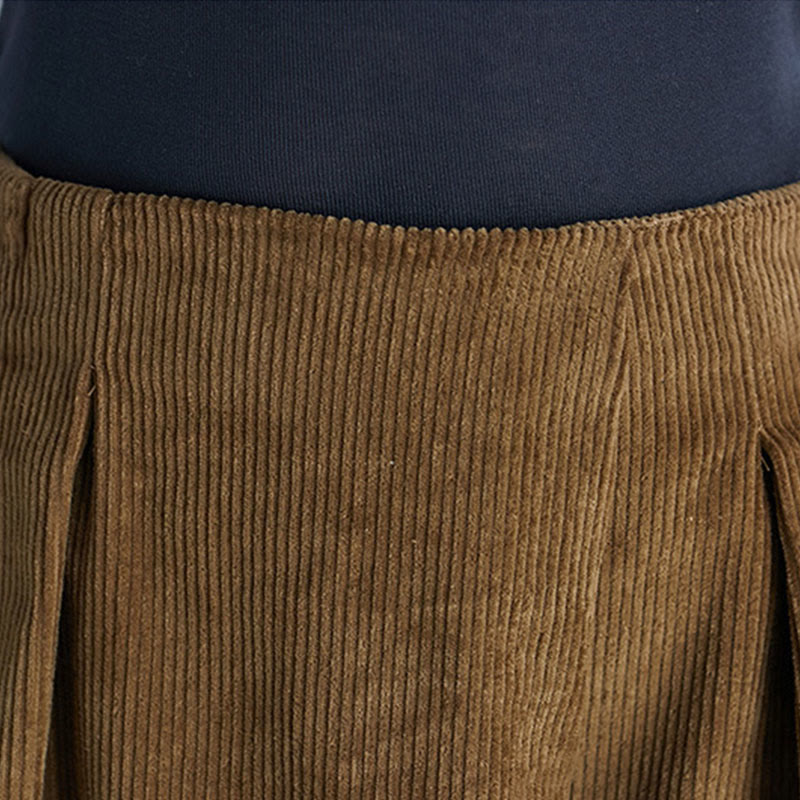 Pantalon large en velours côtelé uni avec fermeture éclair latérale et poches pour femme Buddha Stones, longueur 7-8 - image 8