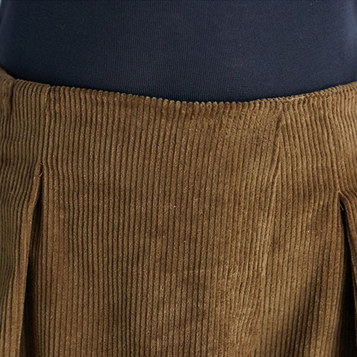 Pantalon large en velours côtelé uni avec fermeture éclair latérale et poches pour femme Buddha Stones, longueur 7-8 - image 8