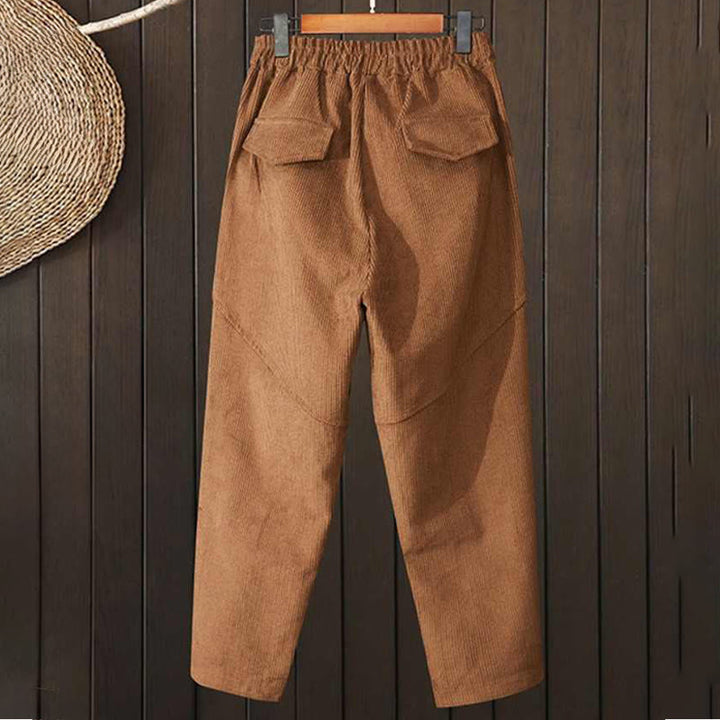 Pantalon sarouel en velours côtelé de coton épais pour femme, motif Buddha Stones Peru, avec poches - image 1