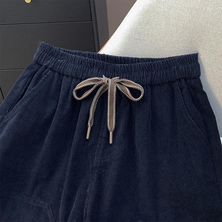 Pantalon sarouel en velours côtelé de coton à cordon de serrage et poches pour femme Buddha Stones - image 4