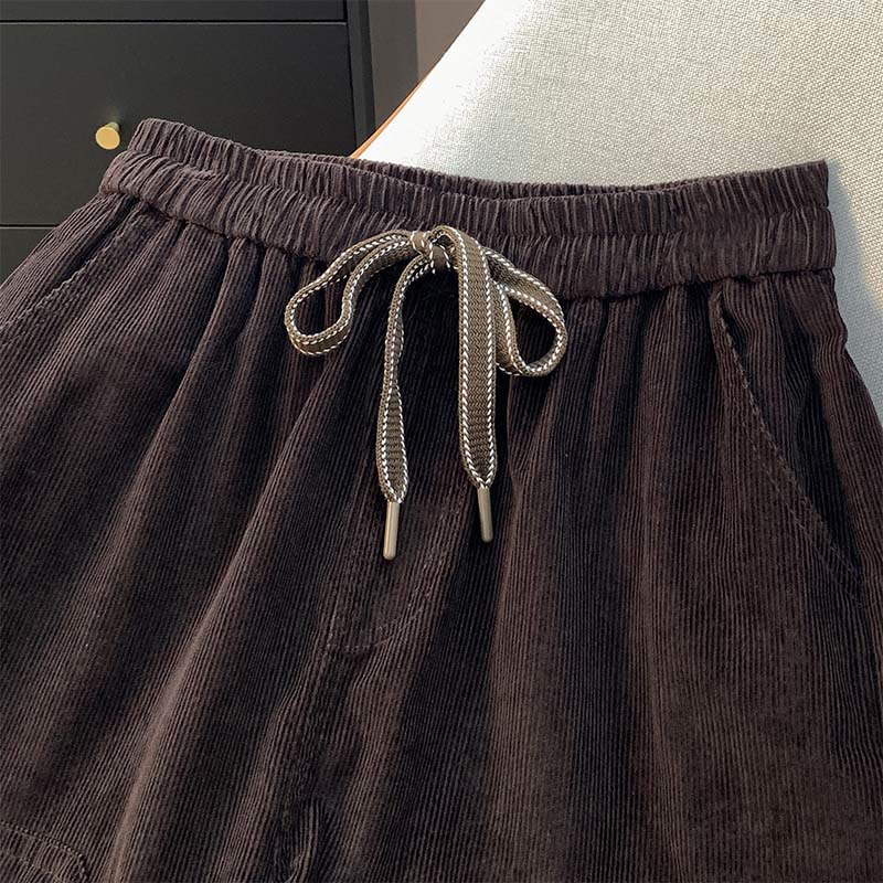 Pantalon sarouel en velours côtelé de coton à cordon de serrage et poches pour femme Buddha Stones - image 1