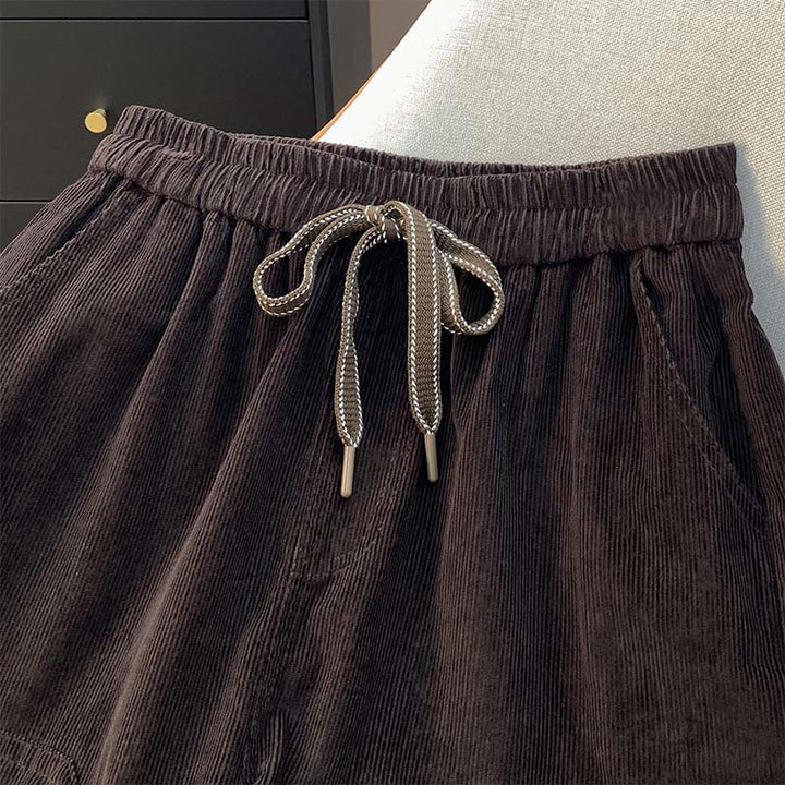 Pantalon sarouel en velours côtelé de coton à cordon de serrage et poches pour femme Buddha Stones - image 1