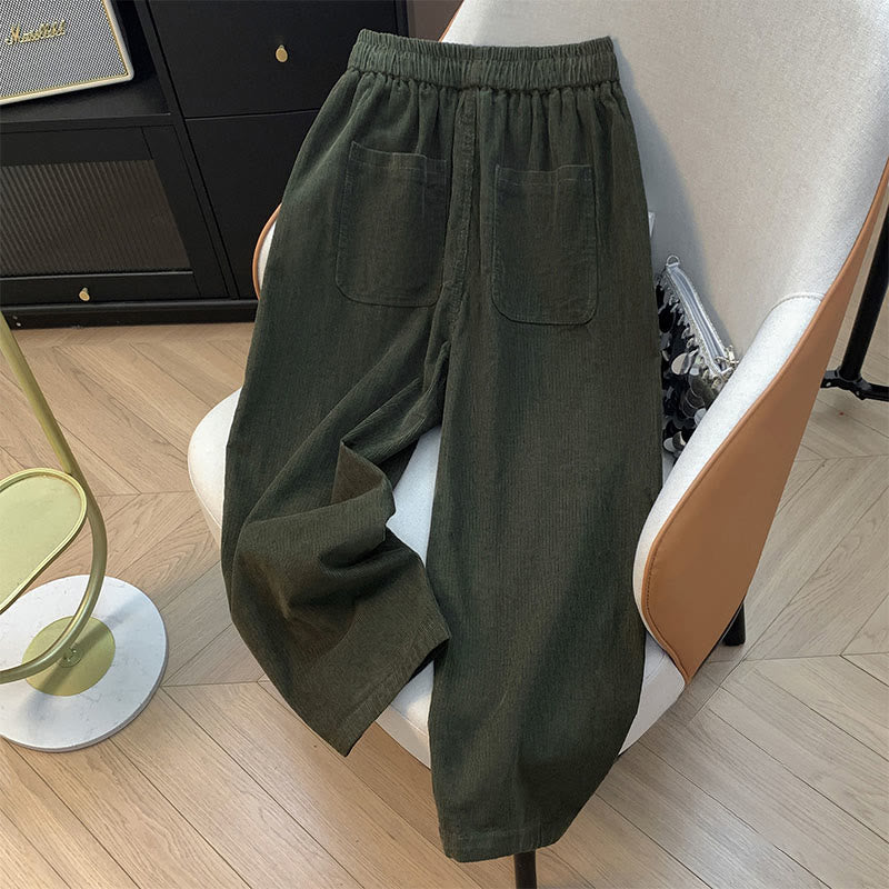 Pantalon sarouel en velours côtelé de coton à cordon de serrage et poches pour femme Buddha Stones - image 8