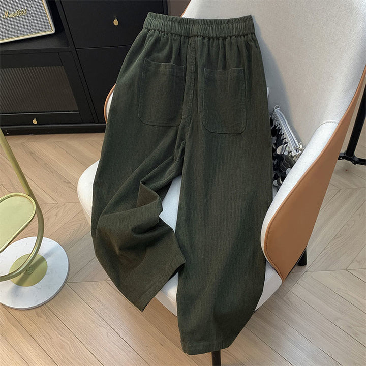 Pantalon sarouel en velours côtelé de coton à cordon de serrage et poches pour femme Buddha Stones - image 8