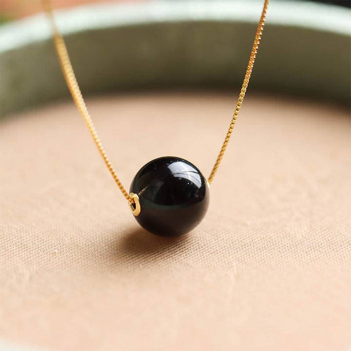 Collier avec pendentif en argent sterling 925 et perles rondes d'ambre Buddha Stones, symbole de confiance et de concentration - image 2