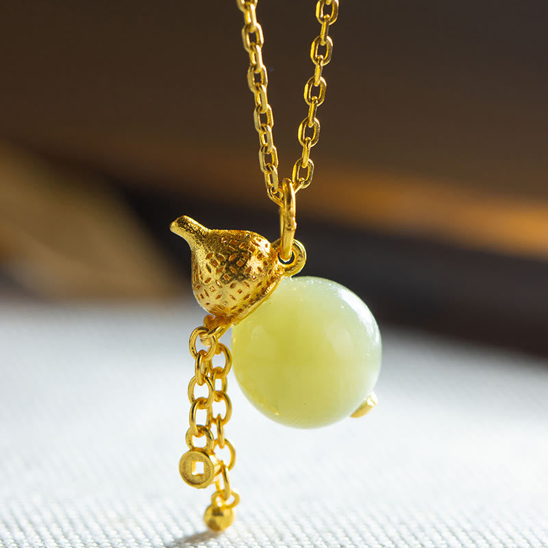 Collier pendentif en argent sterling 925 avec Buddha Stones et jade Hetian, symbole de chance et d'abondance - Jade et argent sterling 925 - image 0