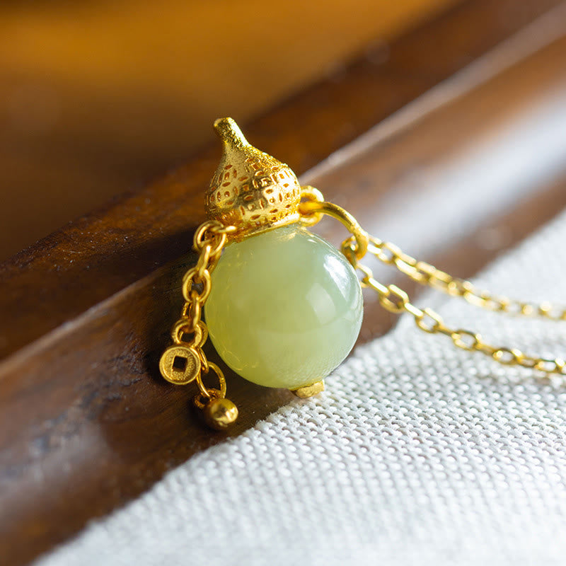 Collier pendentif en argent sterling 925 avec Buddha Stones et jade Hetian, symbole de chance et d'abondance - image 1