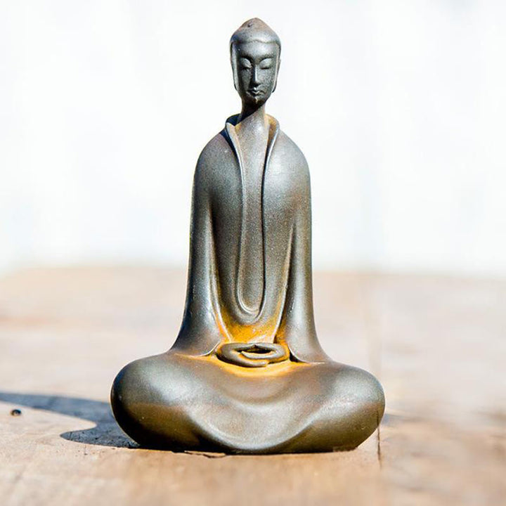 Statue de Buddha Stones Sakyamuni en résine moulée à la main en poudre de fer et rouille Décoration de la maison - Bouddha Sakyamuni rouille 11,5*7,4*4,5 cm - image 14