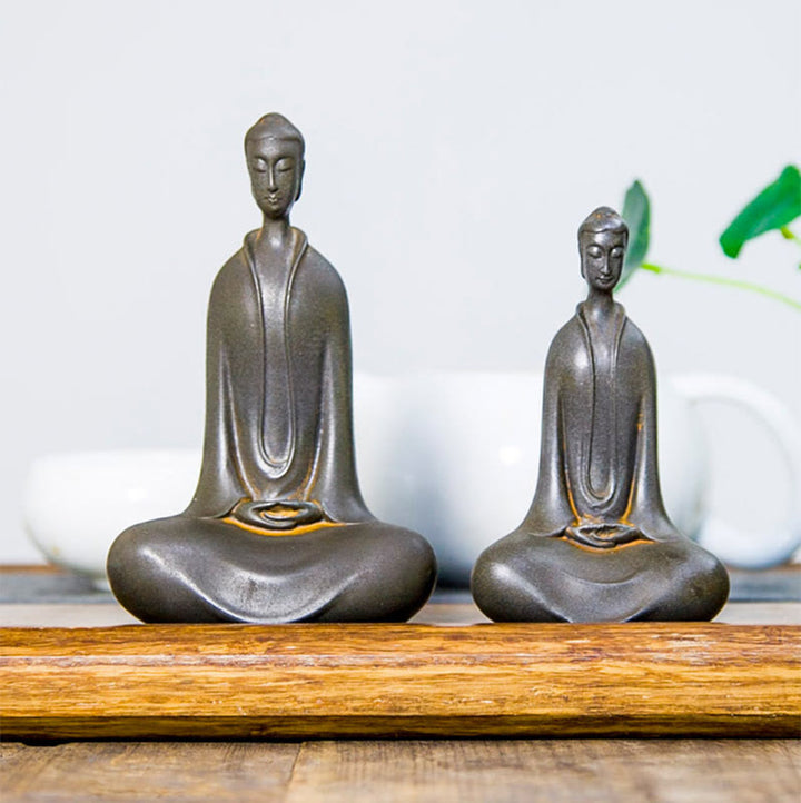 Statue de Buddha Stones Sakyamuni en résine moulée à la main en poudre de fer et rouille Décoration de la maison - image 23