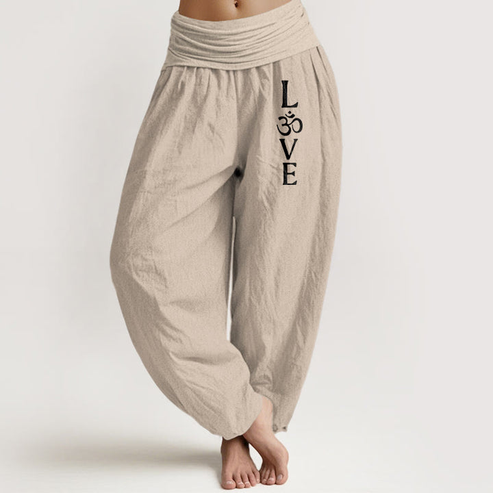 Pantalon sarouel en pur coton pour femme, taille élastique, motif symbole Om , Buddha Stones - Tanné - US22，UK/AU26，EU54 (6XL) - image 11