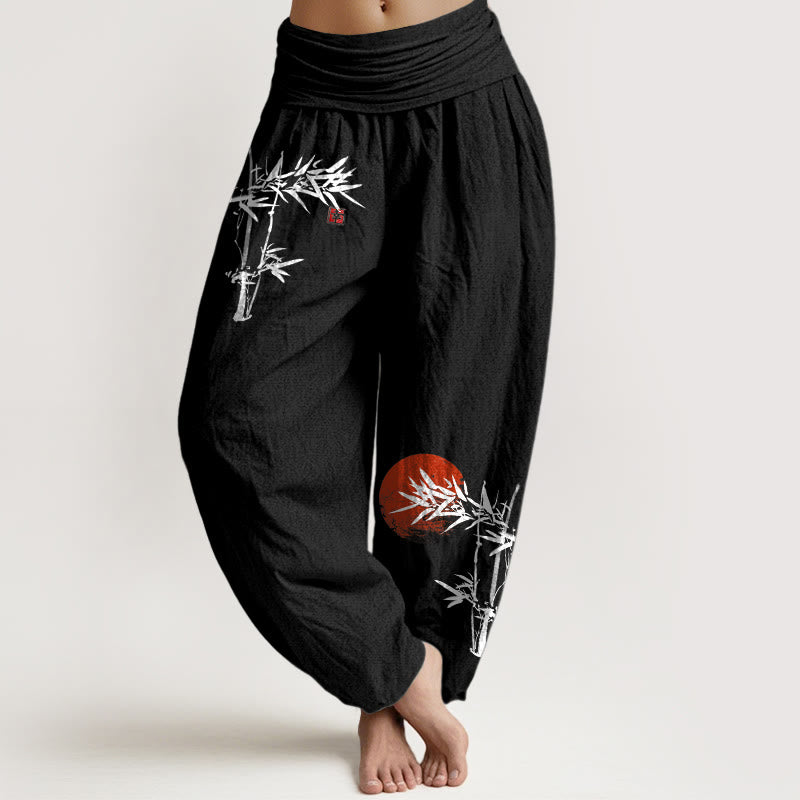 Pantalon Buddha Stones de bambou et soleil rouge - Noir - US22，UK/AU26，EU54 (6XL) - image 5