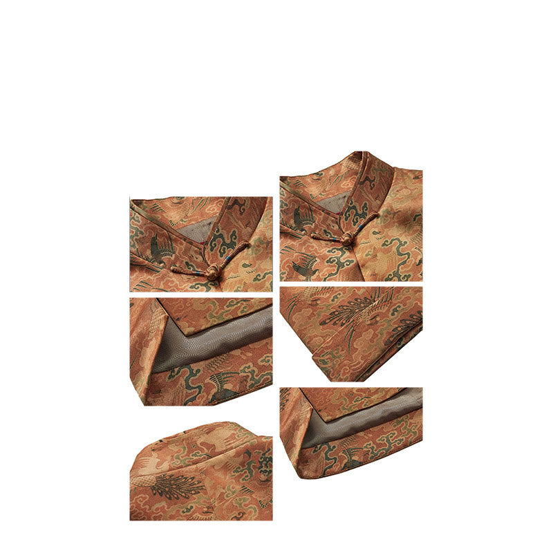 Veste homme manches longues motif Phoenix Auspicious Clouds 100 % Buddha Stones de mûrier 30 momme - image 16