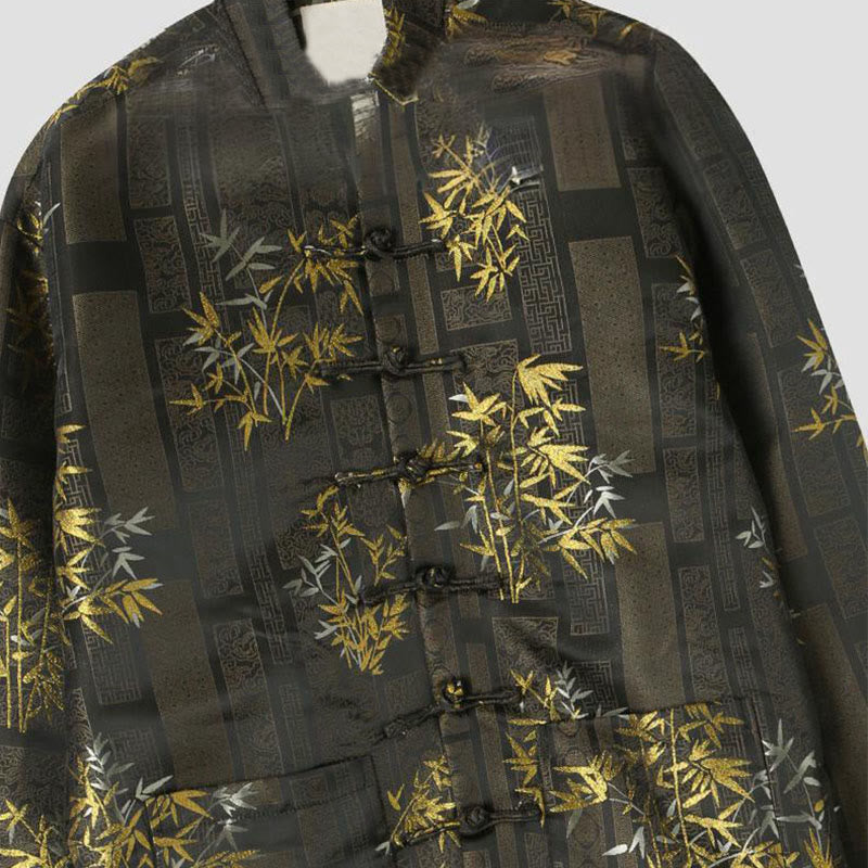 Veste homme à manches longues et poches en jacquard de bambou doré Buddha Stones - image 2