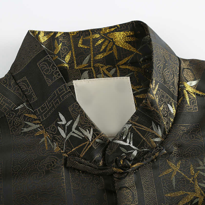 Veste homme à manches longues et poches en jacquard de bambou doré Buddha Stones - image 4