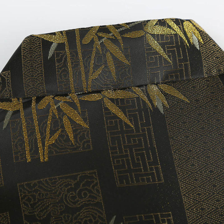 Veste homme à manches longues et poches en jacquard de bambou doré Buddha Stones - image 5