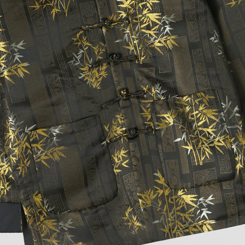 Veste homme à manches longues et poches en jacquard de bambou doré Buddha Stones - image 3