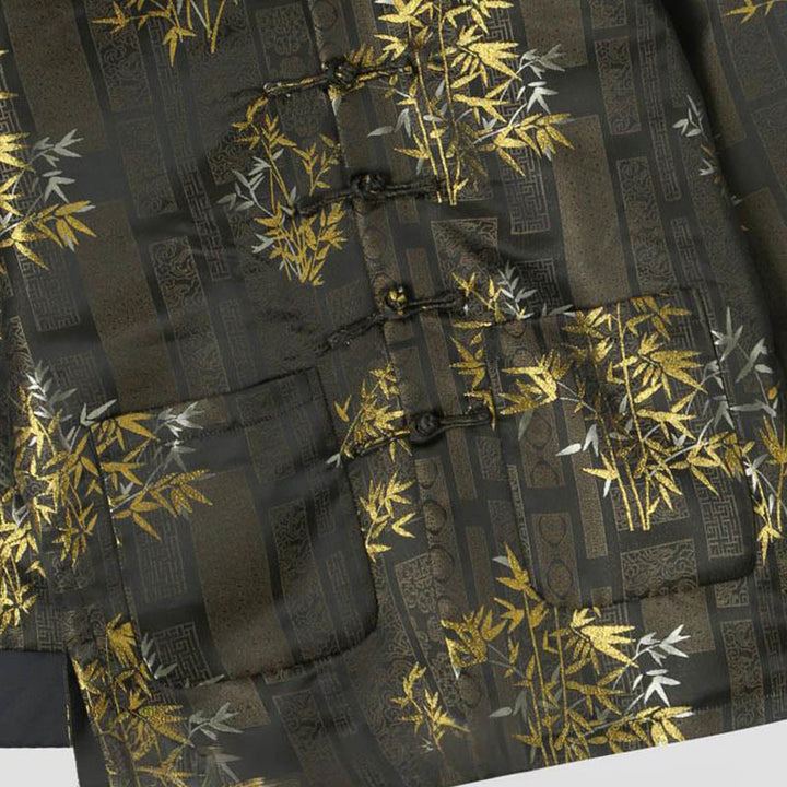 Veste homme à manches longues et poches en jacquard de bambou doré Buddha Stones - image 3