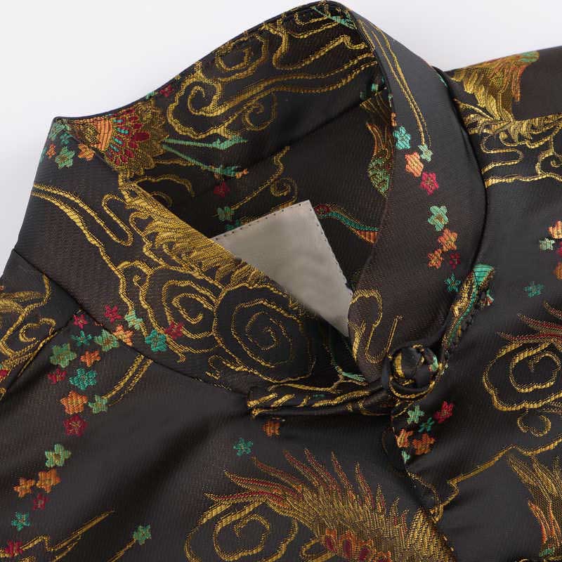 Veste à manches longues pour homme avec poches et boutons grenouille, Buddha Stones , Phénix coloré et nuages ​​de bon augure - image 5