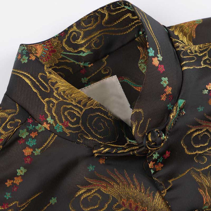 Veste à manches longues pour homme avec poches et boutons grenouille, Buddha Stones , Phénix coloré et nuages ​​de bon augure - image 5
