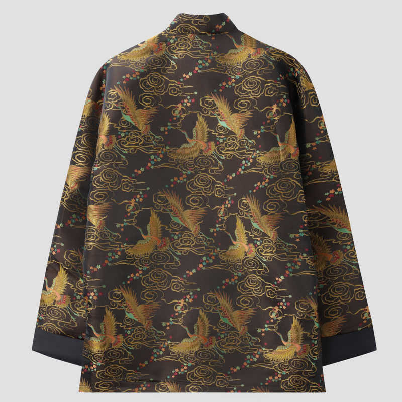 Veste à manches longues pour homme avec poches et boutons grenouille, Buddha Stones , Phénix coloré et nuages ​​de bon augure - image 1