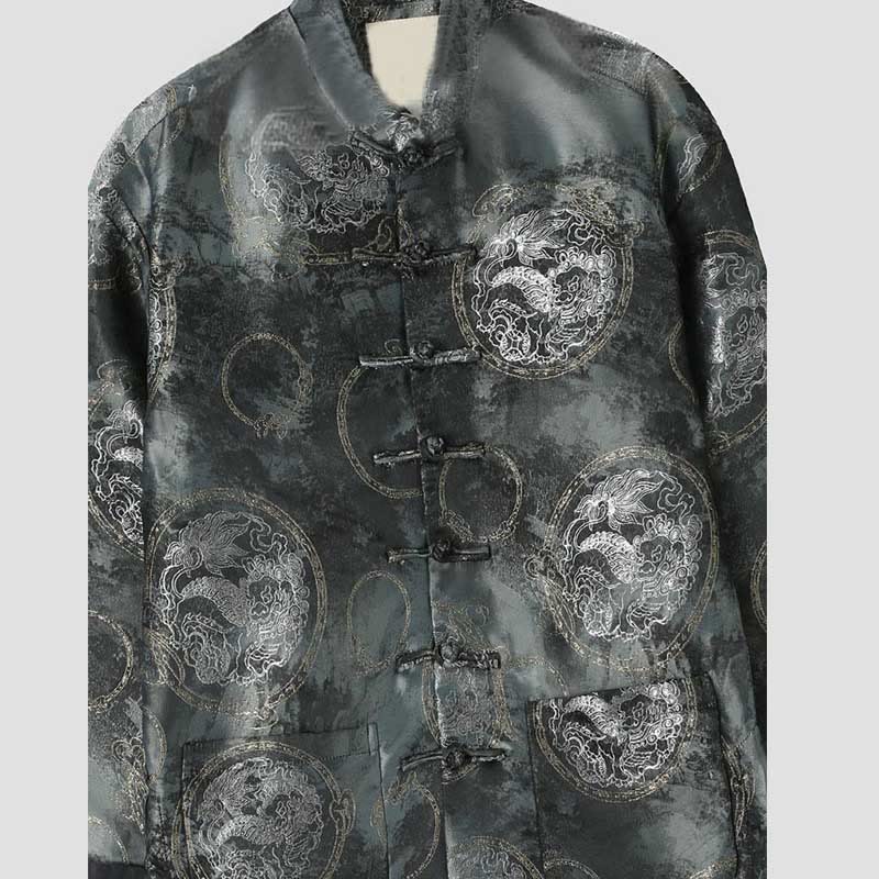 Veste homme à manches longues et boutons grenouille Buddha Stones Kirin Mountains avec poches - image 2